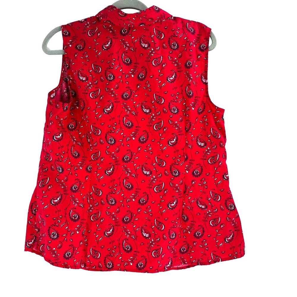 CASCADE BLUE Red Paisley Sleeveless Shirt Women's XL Cowgirl Bandana Western - Picture 2 of 7
